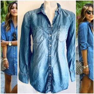 Merino Denim Long Sleeve Top Sz XS